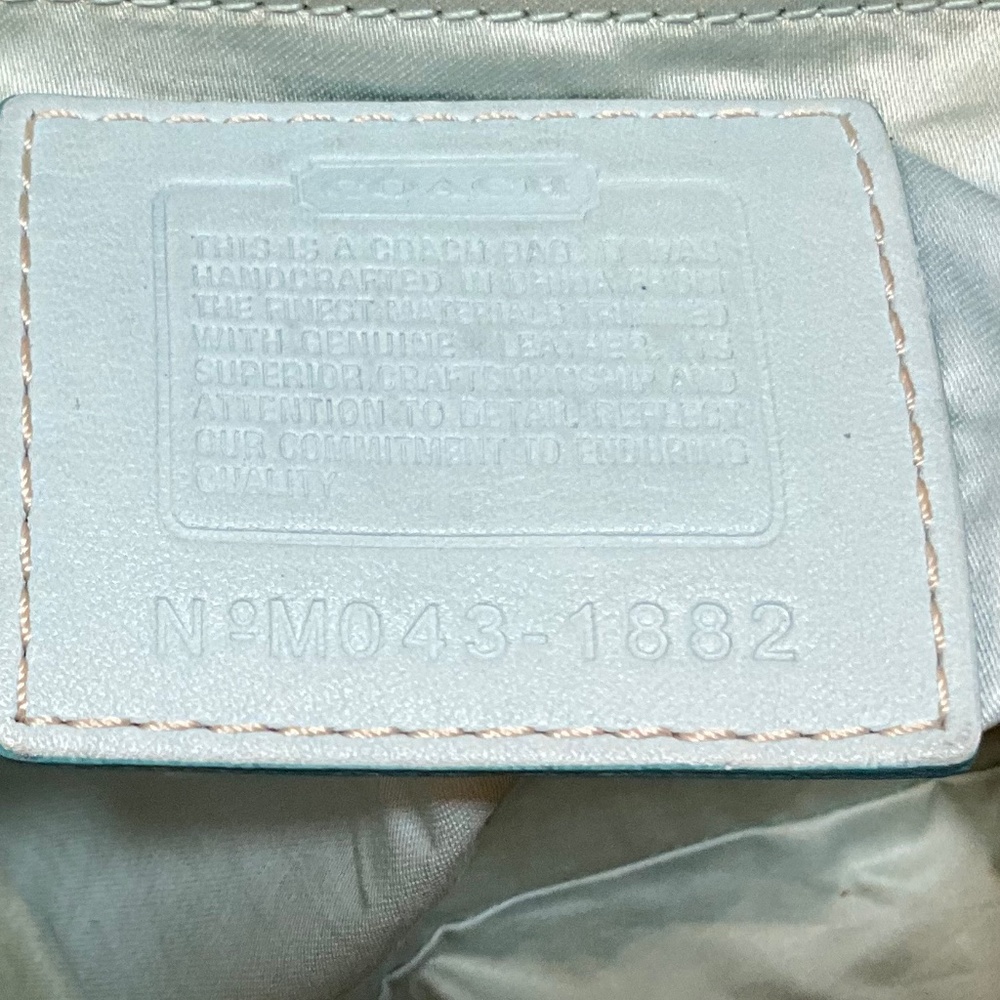 Vintage Coach handbag, beige material & baby blue leather. 10-H8Fa - Picture 12 of 12